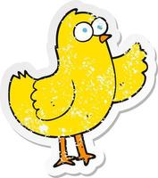 retro distressed sticker of a cartoon bird vector