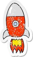 retro distressed sticker of a cartoon flying rocket vector