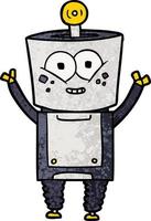 happy cartoon robot waving hello vector