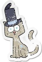 retro distressed sticker of a cartoon cat vector