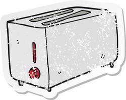retro distressed sticker of a cartoon toaster vector