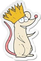 sticker of a cartoon mouse wearing crown vector