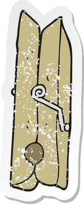 retro distressed sticker of a cartoon wooden peg