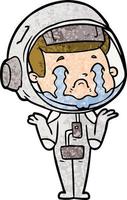 cartoon crying astronaut vector