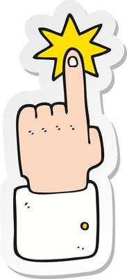 sticker of a cartoon pointing hand