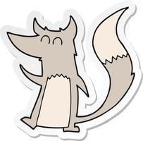 sticker of a cartoon little wolf vector