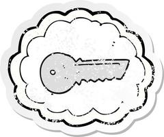 retro distressed sticker of a cartoon door key vector