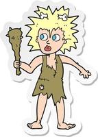 sticker of a cartoon cave woman vector