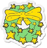 sticker of a cartoon christmas wreath vector