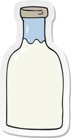 pegatina de una botella de leche de dibujos animados vector