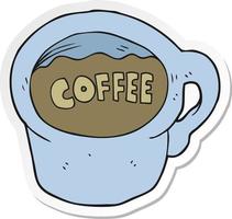 sticker of a cartoon coffee mug vector