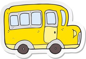 pegatina de un autobús escolar amarillo de dibujos animados vector