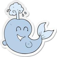 sticker of a cartoon whale spouting water vector