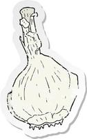 retro distressed sticker of a cartoon garlic vector