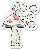 sticker of a cartoon mushroom vector