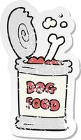 retro distressed sticker of a cartoon dog food vector