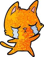 crying cartoon cat vector