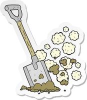 sticker of a cartoon shovel in dirt vector