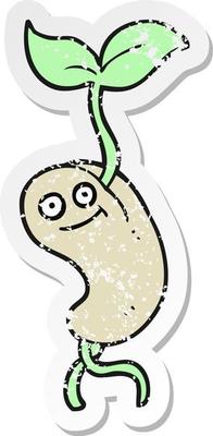 retro distressed sticker of a cartoon sprouting seed