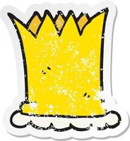 retro distressed sticker of a cartoon crown vector