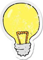 retro distressed sticker of a cartoon light bulb vector