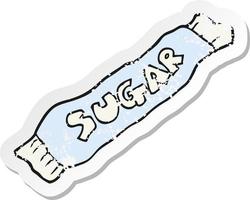 pegatina retro angustiada de un paquete de dibujos animados de azúcar vector