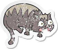 retro distressed sticker of a cartoon cat vector