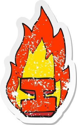 retro distressed sticker of a cartoon flaming letter I