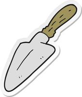 sticker of a cartoon trowel vector