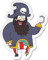 sticker of a cartoon pirate captain vector