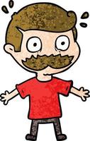 cartoon man with mustache shocked vector