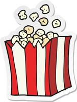 sticker of a cartoon popcorn vector