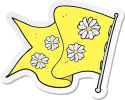 pegatina de una bandera de flores de dibujos animados vector