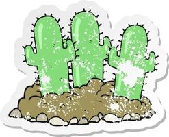 retro distressed sticker of a cartoon cactus vector