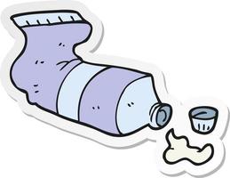 sticker of a cartoon squeezed tube of toothpaste vector