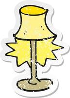 retro distressed sticker of a cartoon lamp vector