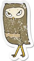 retro distressed sticker of a cartoon owl vector