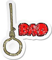 retro distressed sticker of a cartoon noose vector