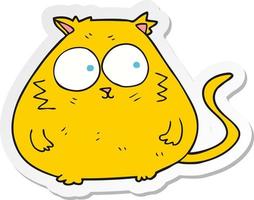 sticker of a cartoon fat cat vector