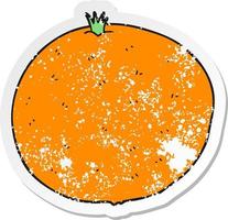 retro distressed sticker of a cartoon orange vector