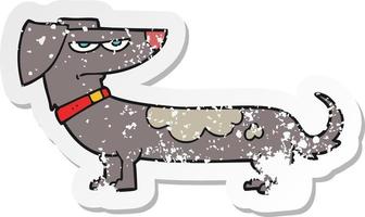 retro distressed sticker of a cartoon annoyed dog vector