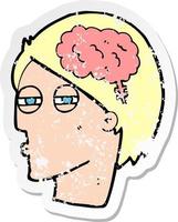 retro distressed sticker of a cartoon man thinking carefully vector