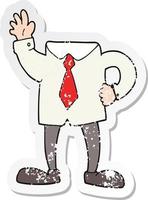 retro distressed sticker of a cartoon headless businessman vector