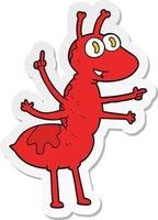 sticker of a cartoon ant vector