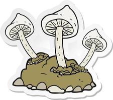 sticker of a cartoon mushrooms growing vector