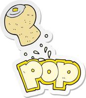 sticker of a cartoon champagne cork popping vector