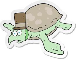 sticker of a cartoon turtle vector