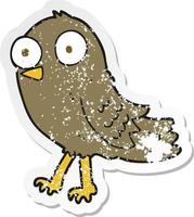 retro distressed sticker of a cartoon bird vector