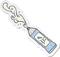sticker of a cartoon toothpaste squirting vector