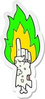 sticker of a cartoon pointing zombie hand vector